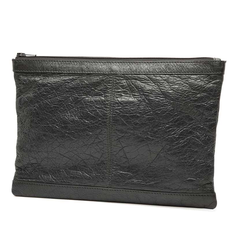 Balenciaga Lambskin Motocross Classic Clip M Clutch Black Leather Very good condition - Back View