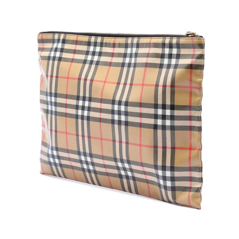 Burberry House Check Coated Canvas Clutch Brown Canvas Very good condition - Back View
