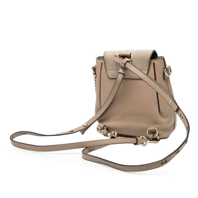 Chloé Mini Calfskin and Suede Faye Backpack Brown Leather Good condition - Back View