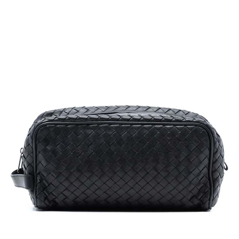 Bottega Veneta Nappa Intrecciato Clutch Black Leather Good condition - Front View