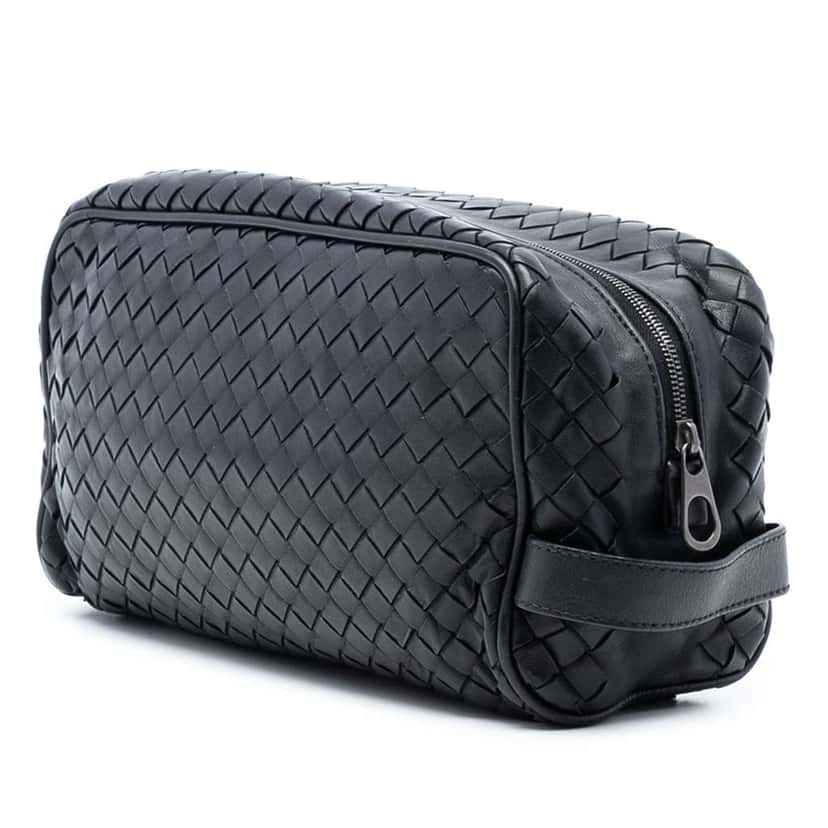 Bottega Veneta Nappa Intrecciato Clutch Black Leather Good condition - Back View