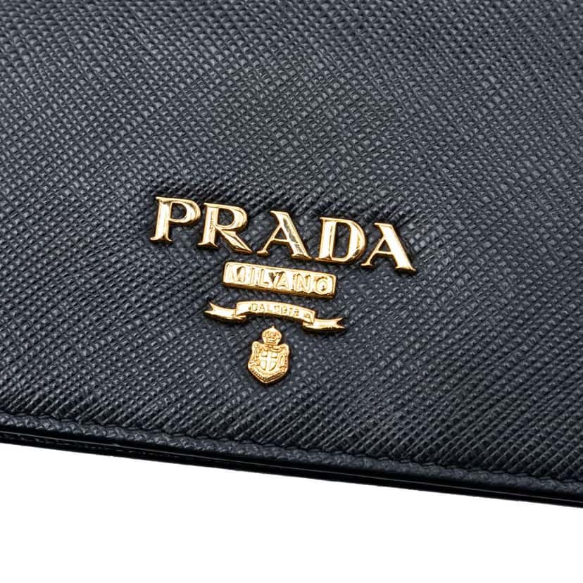 Prada Saffiano Wallet On Chain Black Leather Good condition - Box View