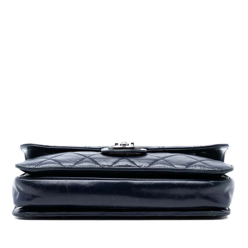 Chanel Medium Quilted Glazed Calfskin Perfect Edge Flap Blue Leather Good condition - Inside View