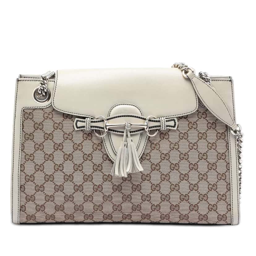 Gucci Large GG Canvas Emily Shoulder Bag Brown Canvas Good condition - Front View