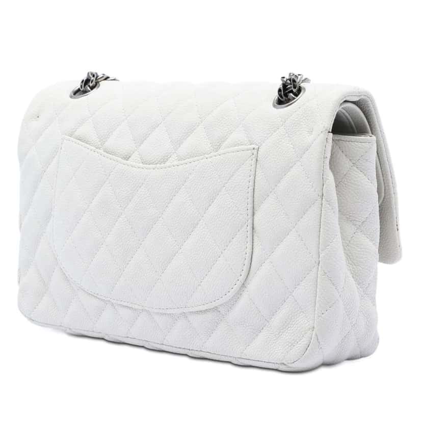 Chanel Quilted Caviar Reissue 2.55 Double Flap 225 White Leather Good condition - Inside View