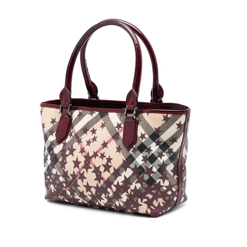 Burberry Medium Supernova Check Coated Canvas Star Nickie Tote Brown Canvas Good condition - Back View