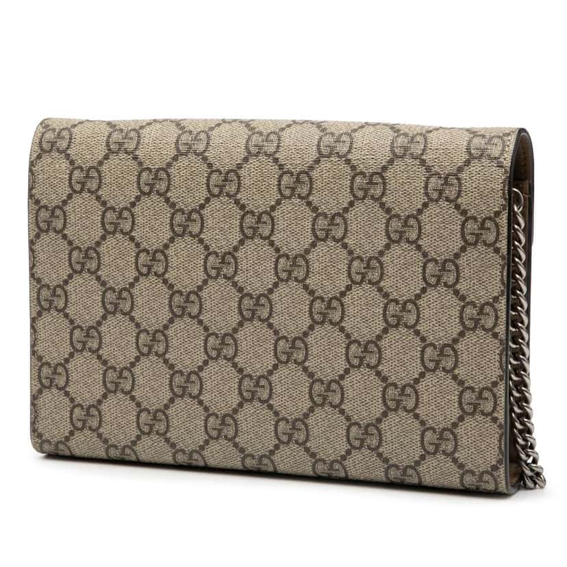 Gucci GG Supreme Dionysus Chain Wallet Brown Canvas Very good condition - Back View