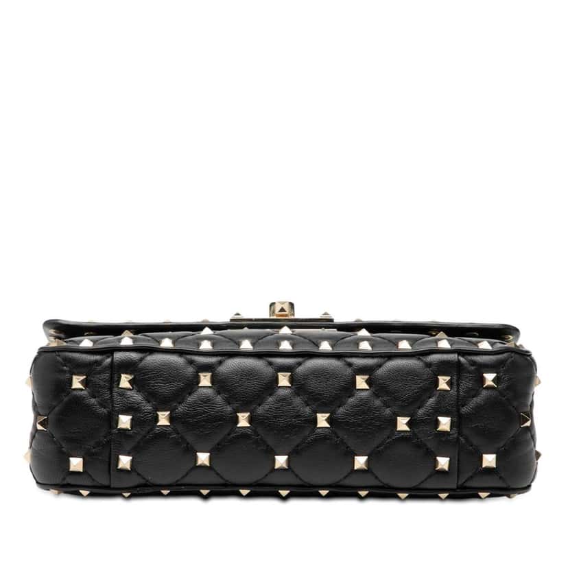 Valentino Small Nappa Rockstud Spike Satchel Black Leather Good condition - Inside View