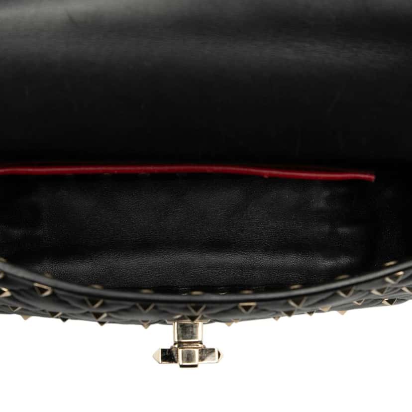 Valentino Small Nappa Rockstud Spike Satchel Black Leather Good condition - Model View