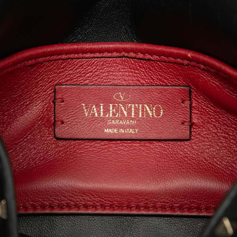 Valentino Small Nappa Rockstud Spike Satchel Black Leather Good condition - Box View
