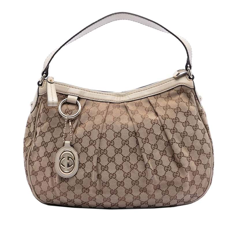 Gucci GG Canvas Sukey Shoulder Bag Brown Canvas Very good condition - Front View