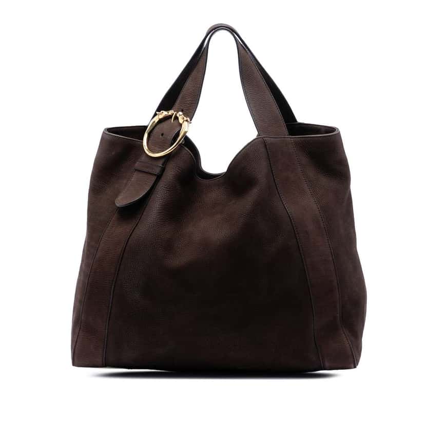 Gucci Large Nubuck Ribot Horse Head Tote Brown Leather Good condition - Front View