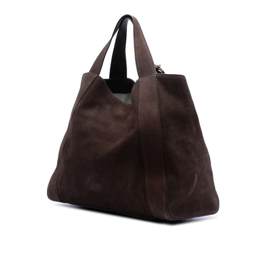 Gucci Large Nubuck Ribot Horse Head Tote Brown Leather Good condition - Back View