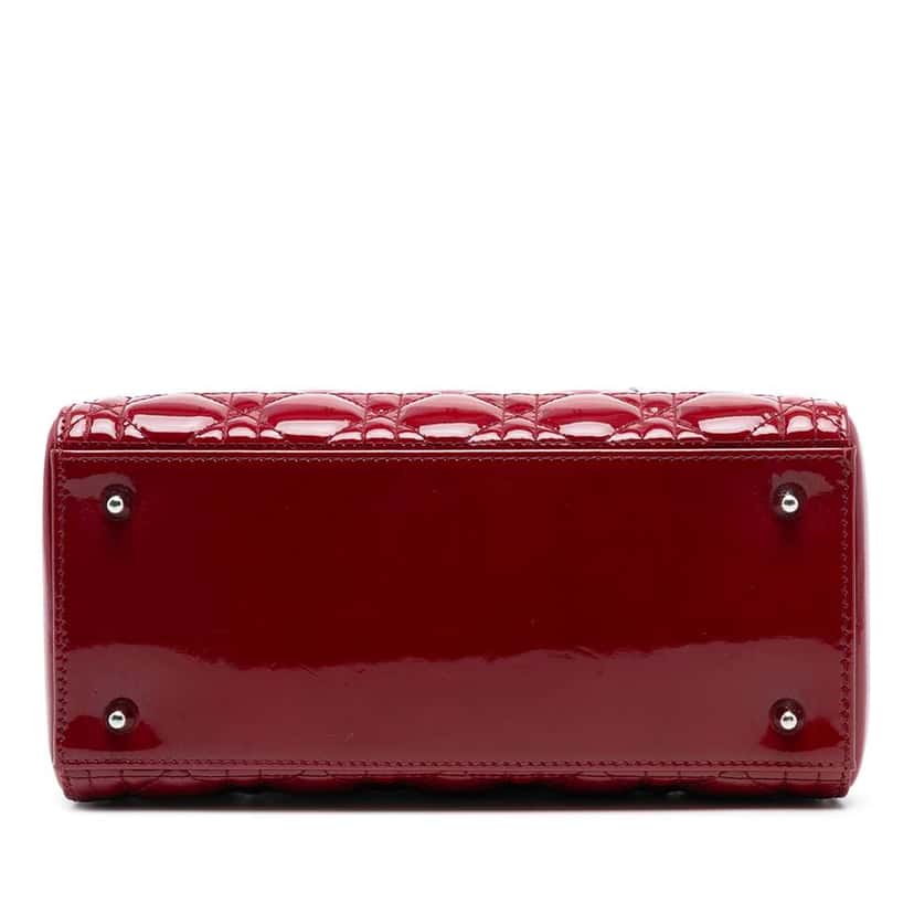 Dior Medium Patent Cannage Lady Dior Red Leather Good condition - Inside View