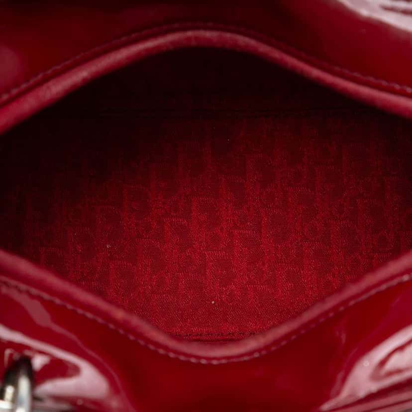 Dior Medium Patent Cannage Lady Dior Red Leather Good condition - Model View