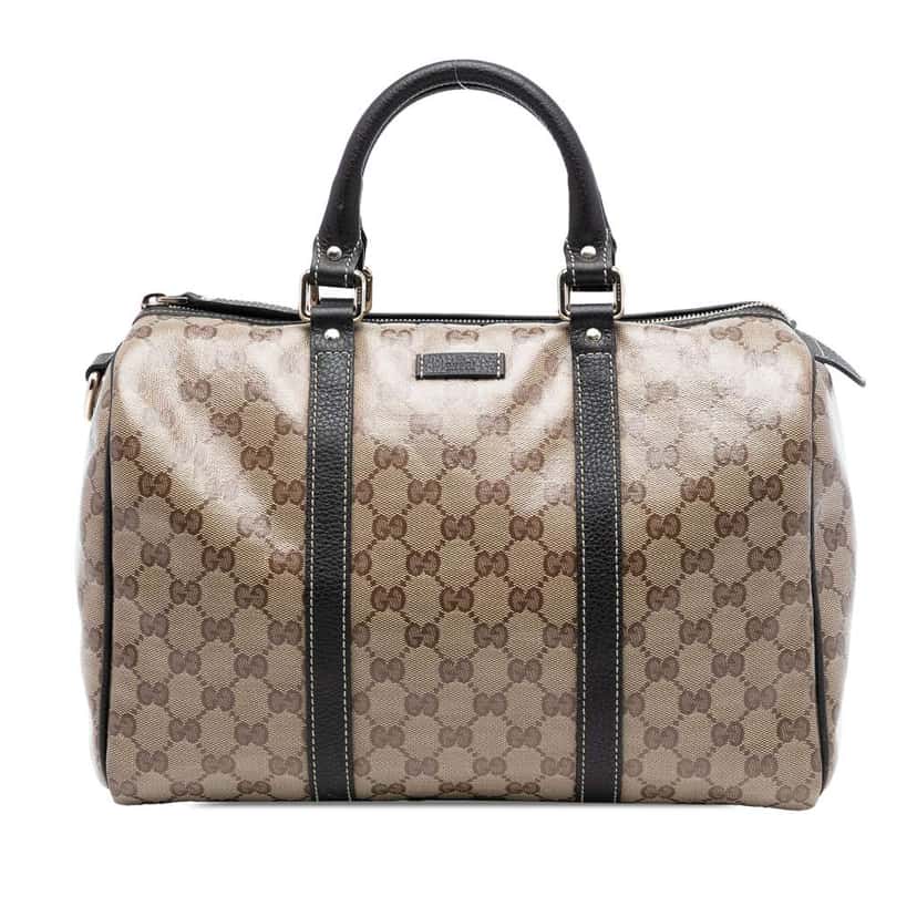 Gucci Medium GG Crystal Joy Boston Bag Brown Canvas Very good condition - Front View