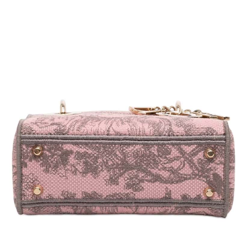 Dior Mini Embroidered Canvas Toile De Jouy Lady D Lite Pink Canvas Very good condition - Inside View