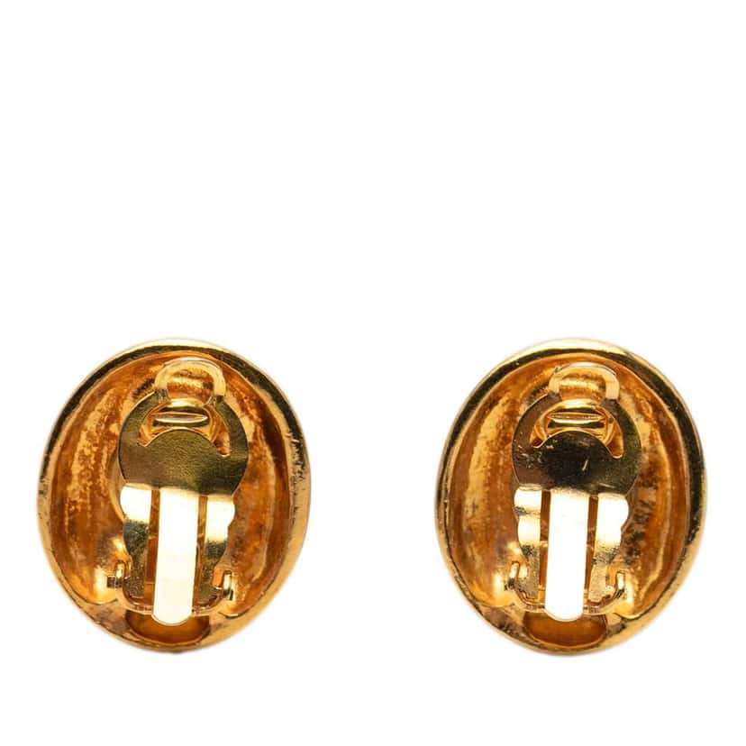 Chanel Gold Plated Mademoiselle Clip On Earrings Gold Metal Very good condition - Back View