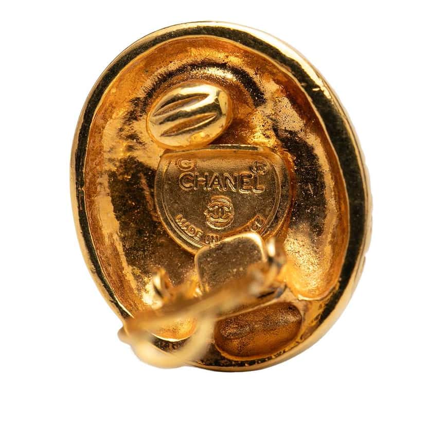 Chanel Gold Plated Mademoiselle Clip On Earrings Gold Metal Very good condition - Inside View