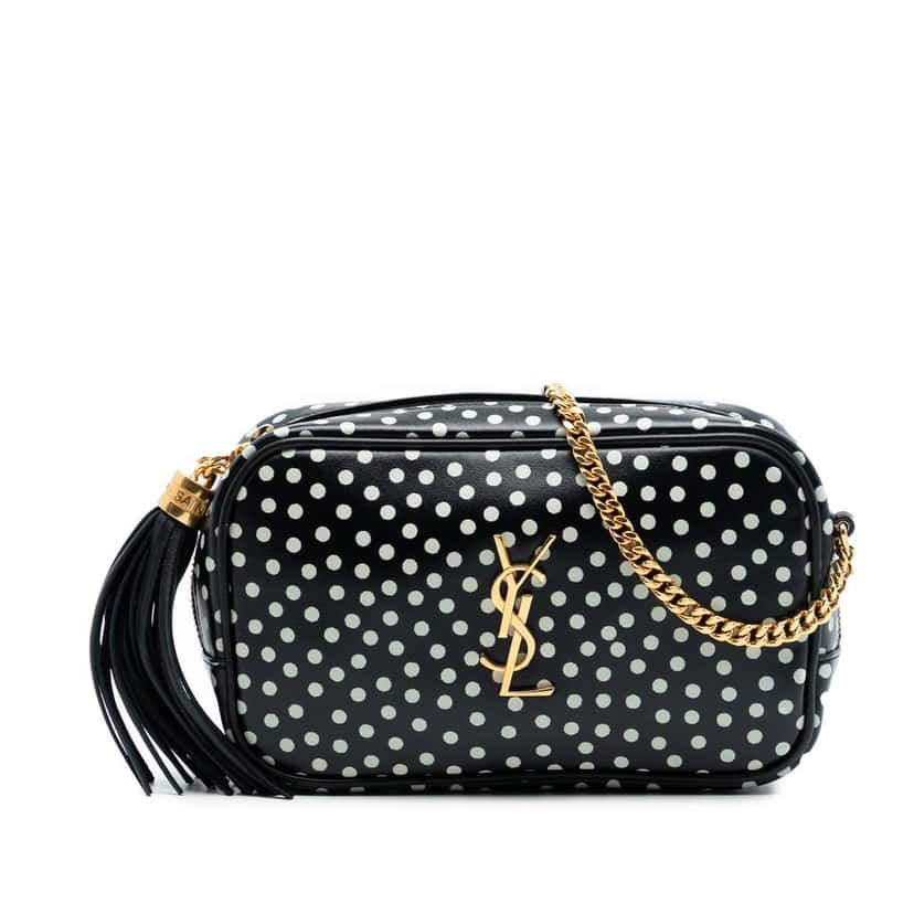 Saint Laurent Mini Calfskin Monogram Polka Dot Lou Camera Bag Black Leather Good condition - Front View