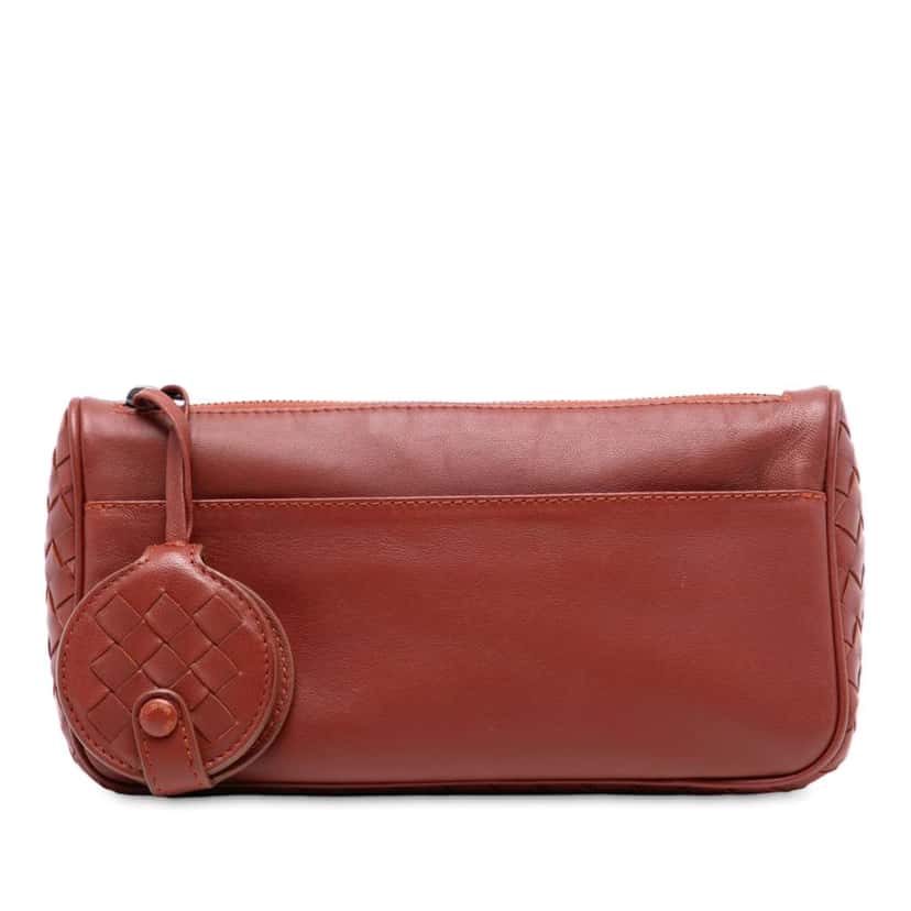 Bottega Veneta Nappa Intrecciato Pouch Brown Leather Very good condition - Front View