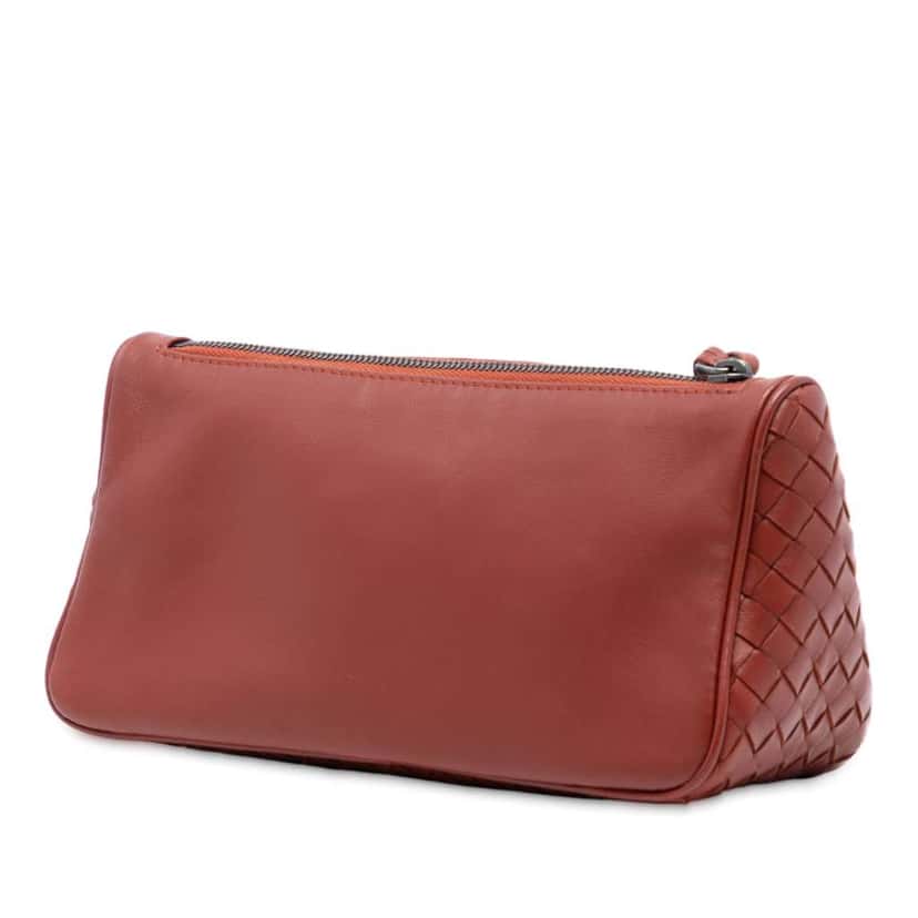 Bottega Veneta Nappa Intrecciato Pouch Brown Leather Very good condition - Back View