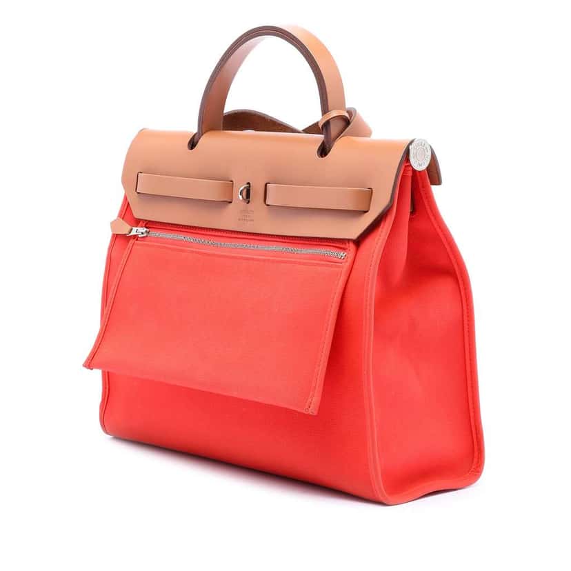 Hermès Toile Herbag Zip 31 Orange Canvas Good condition - Back View