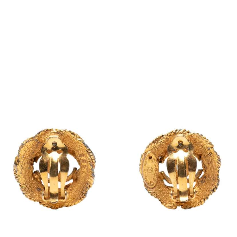 Chanel Gold Plated CC Twisted Rope Clip On Earrings Gold Metal Good condition - Back View