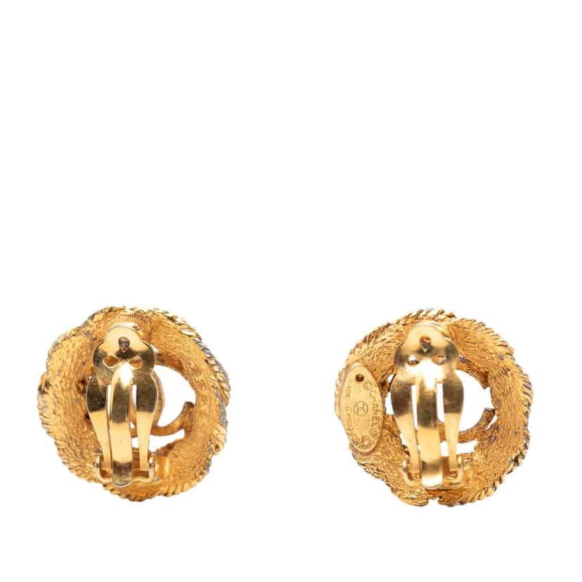 Chanel Gold Plated CC Twisted Rope Clip On Earrings Gold Metal Good condition - Inside View