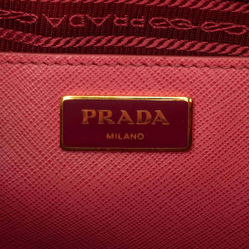 Prada Medium Saffiano Lux Galleria Double Zip Satchel Pink Leather Very good condition - Box View
