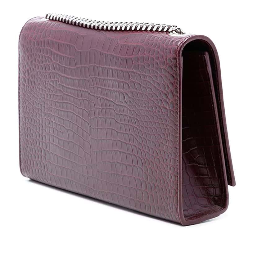 Saint Laurent Medium Croc Embossed Leather Monogram Kate Tassel Crossbody Red Leather Very good condition - Back View