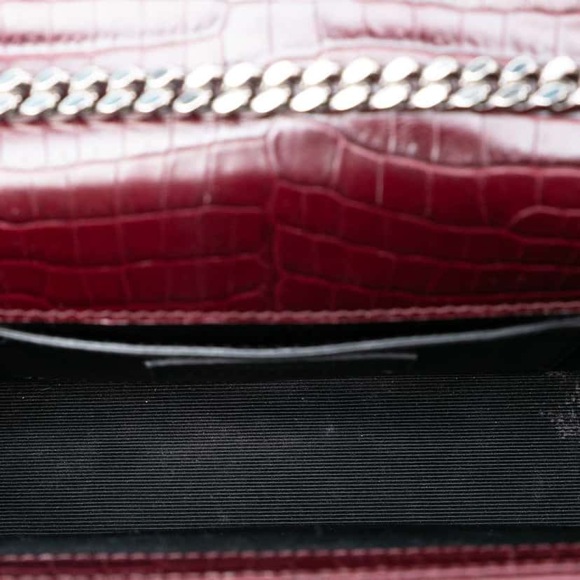 Saint Laurent Medium Croc Embossed Leather Monogram Kate Tassel Crossbody Red Leather Very good condition - Model View