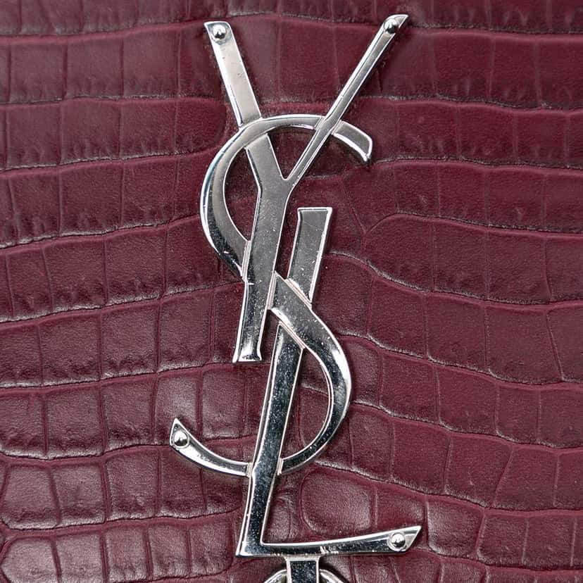 Saint Laurent Medium Croc Embossed Leather Monogram Kate Tassel Crossbody Red Leather Very good condition - Box View