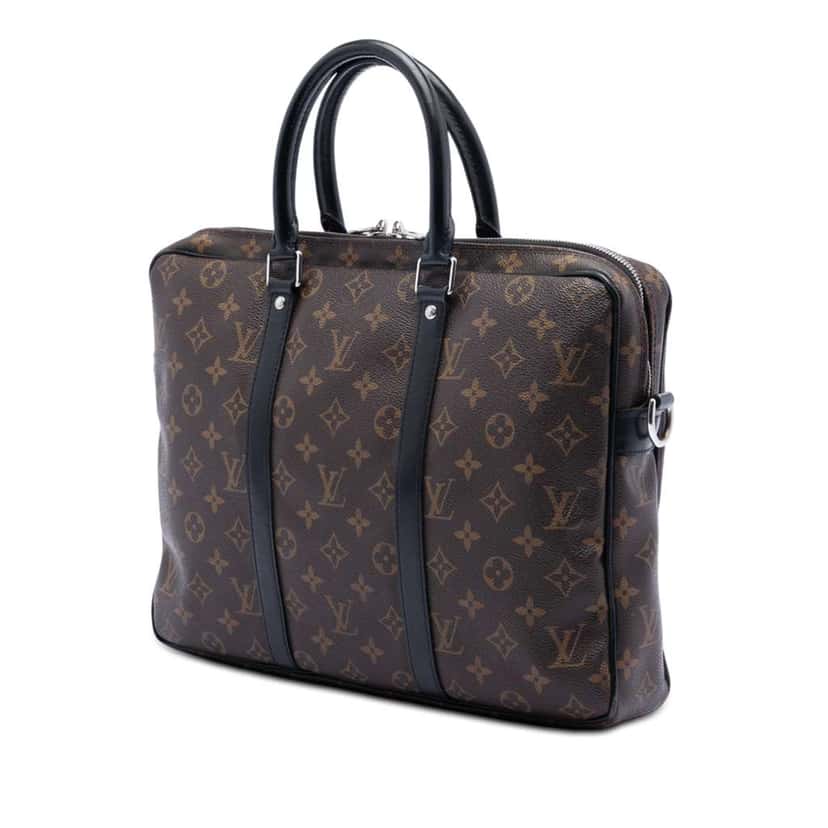 Louis Vuitton Monogram Macassar Porte Documents Voyage Brown Good condition - Back View