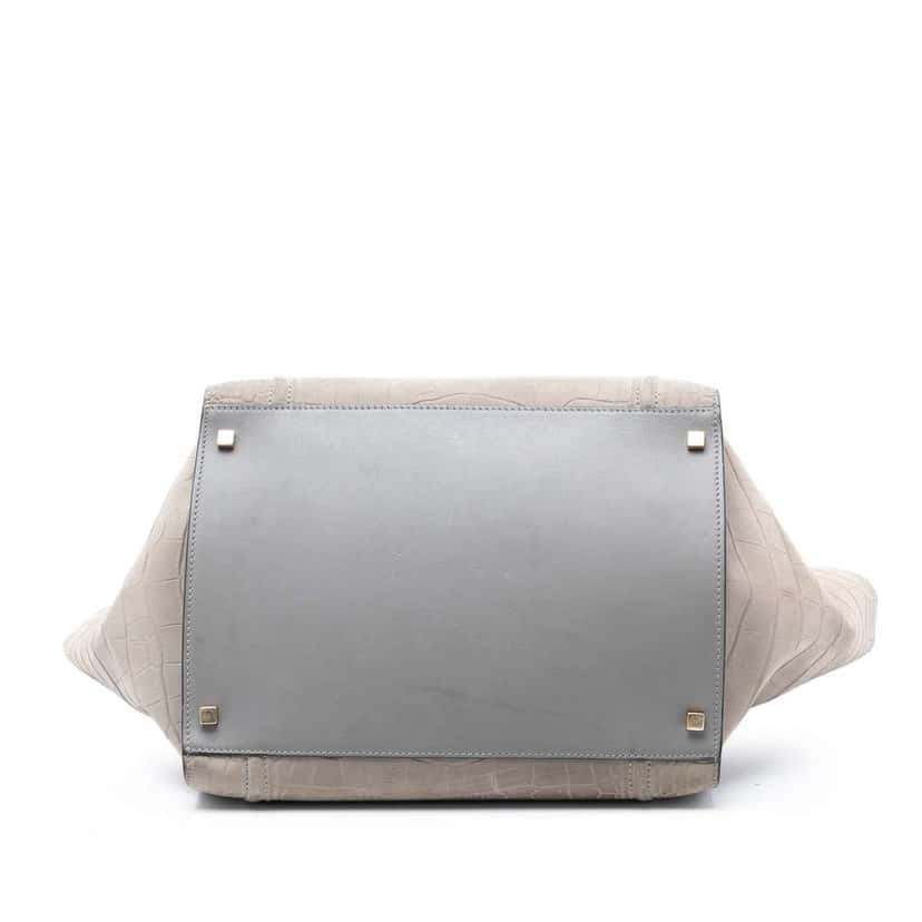 Celine Medium Croc Embossed Leather Luggage Phantom Tote Brown Leather Good condition - Inside View