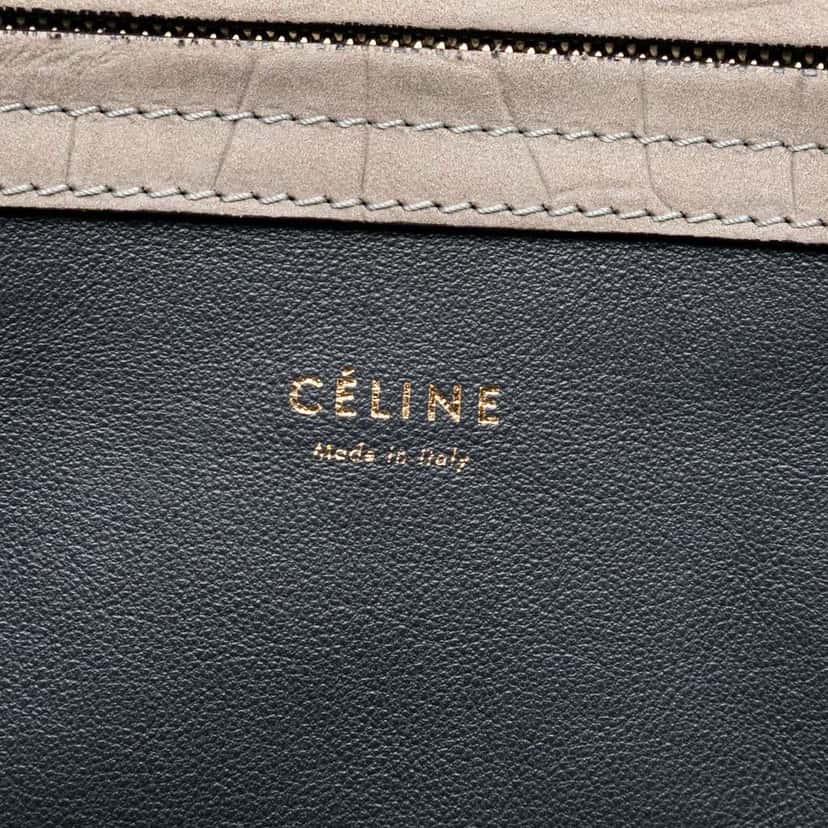 Celine Medium Croc Embossed Leather Luggage Phantom Tote Brown Leather Good condition - Box View