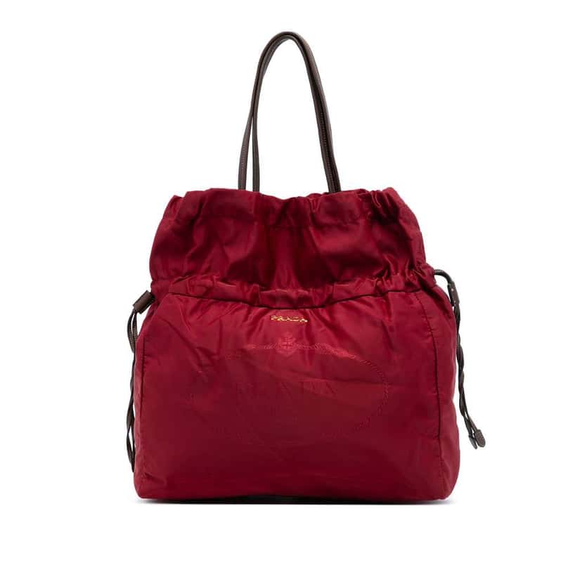 Prada Tessuto Logo Drawstring Tote Red Good condition - Front View