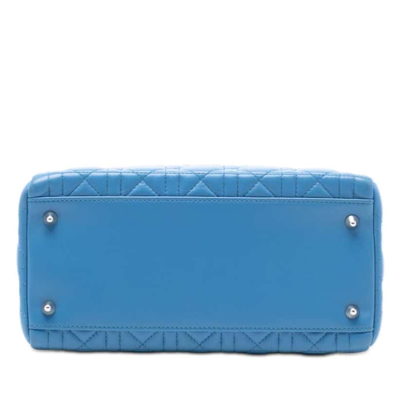 Dior Medium Lambskin Cannage Lady Dior Blue Leather Good condition - Inside View