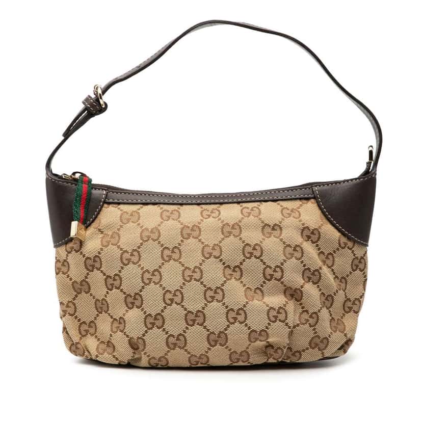 Gucci GG Canvas Web Handbag Brown Canvas Good condition - Front View
