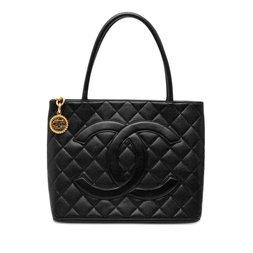 Chanel Caviar Medallion Tote Black Leather Very good condition - Front View
