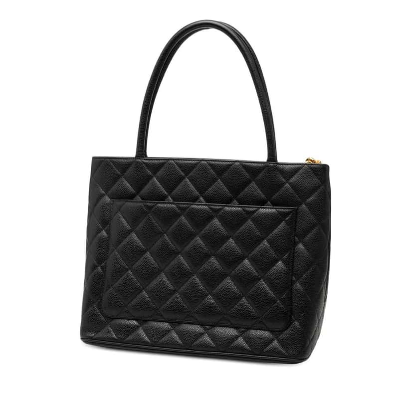 Chanel Caviar Medallion Tote Black Leather Very good condition - Back View