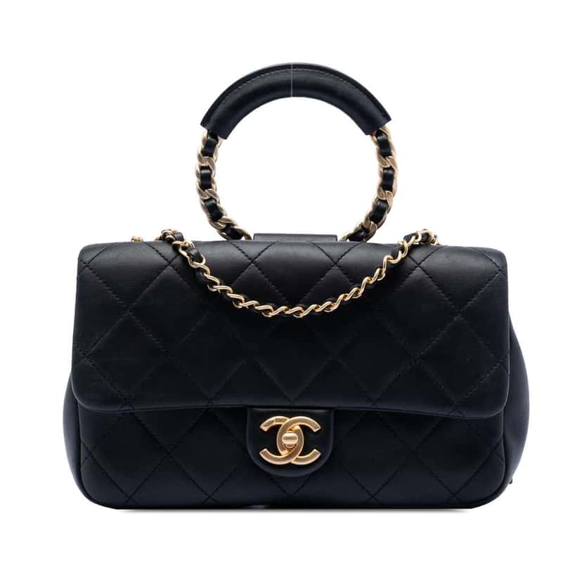 Chanel Medium Lambskin In the Loop Flap Black Leather Good condition - Front View