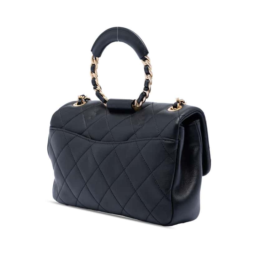 Chanel Medium Lambskin In the Loop Flap Black Leather Good condition - Back View