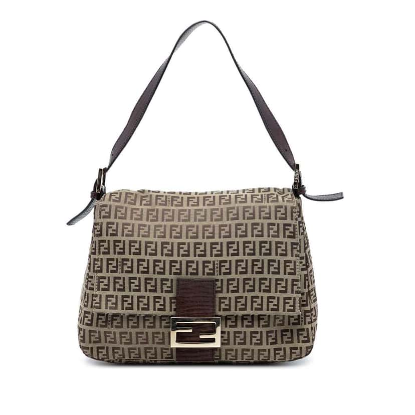 Fendi Zucchino Canvas Mamma Forever Brown Canvas Good condition - Front View
