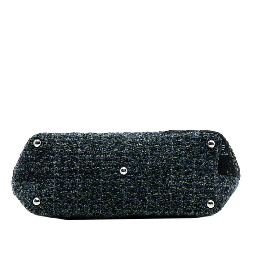 Chanel Tweed Cambon Ligne Tote Blue Tweed Good condition - Inside View