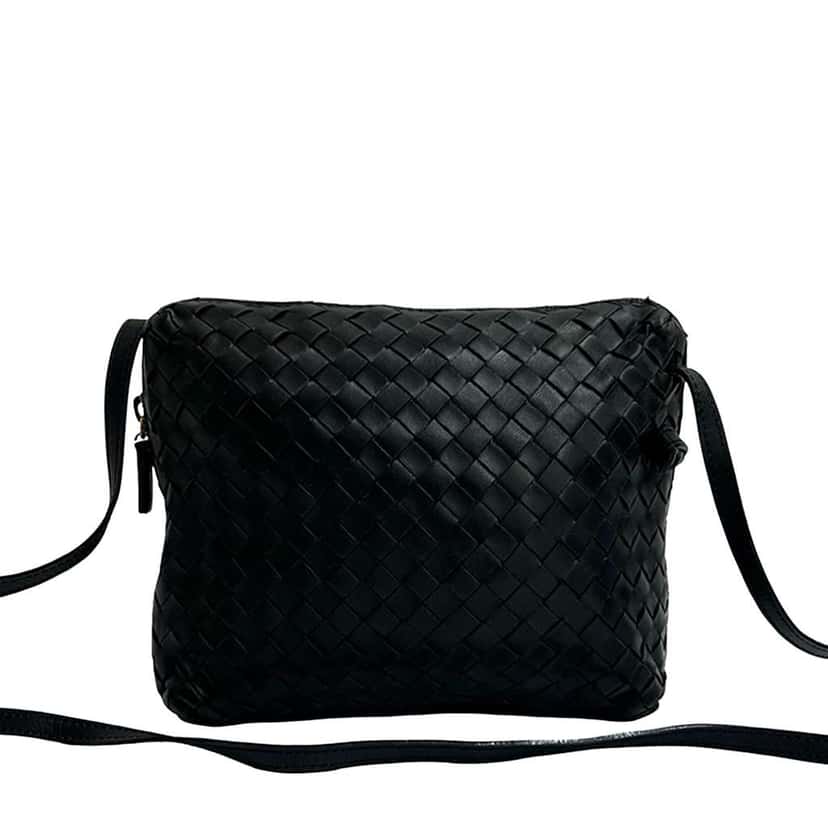 Bottega Veneta Mini Nappa Intrecciato Crossbody Black Leather Good condition - Model View
