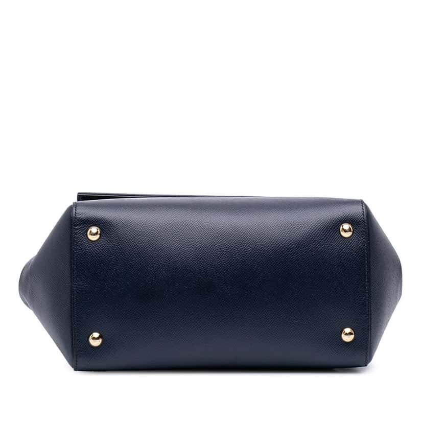 Salvatore Ferragamo Leather Carrie Vara Bow Top Handle Bag Blue Leather Very good condition - Inside View