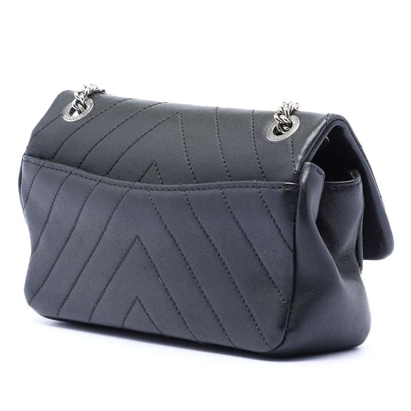 Chanel Mini CC Chevron Calfskin Single Flap Black Leather Very good condition - Back View
