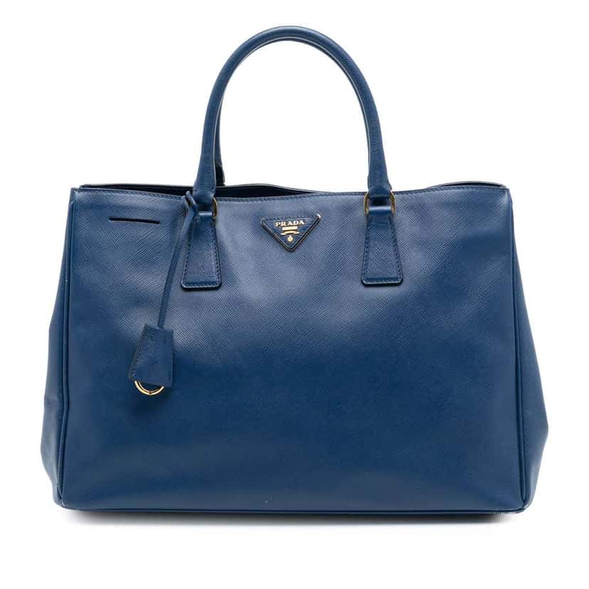 Prada Large Saffiano Lux Galleria Tote Blue Leather Very good condition - Front View