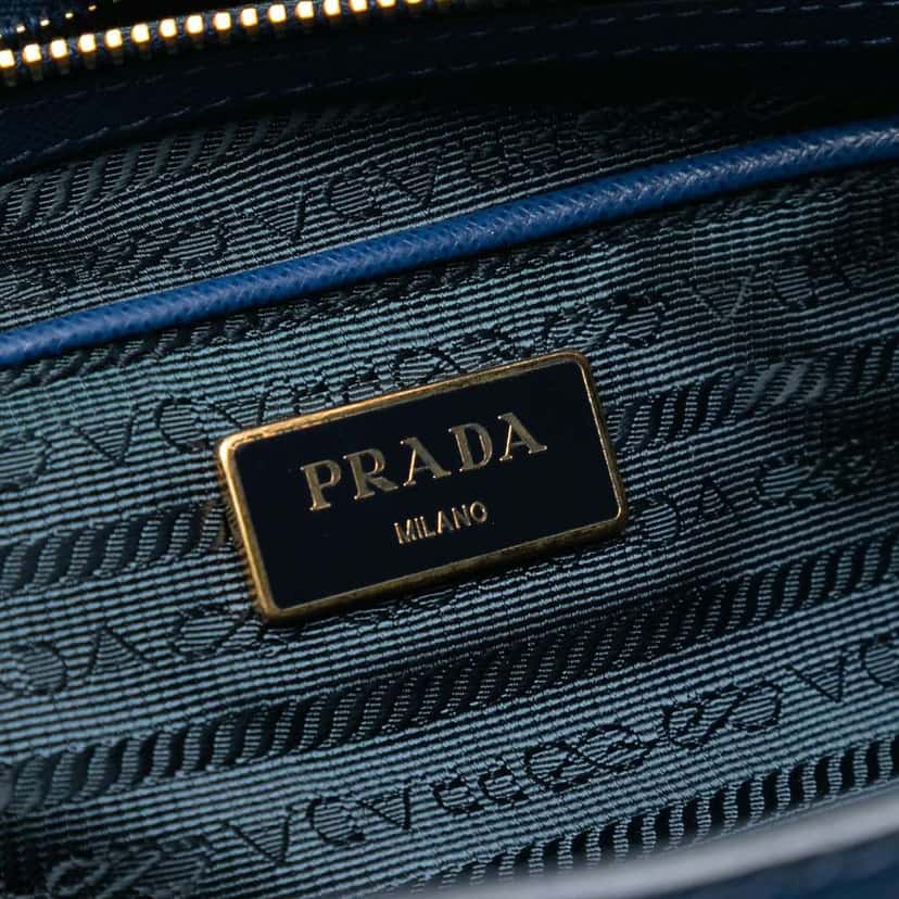 Prada Large Saffiano Lux Galleria Tote Blue Leather Very good condition - Box View